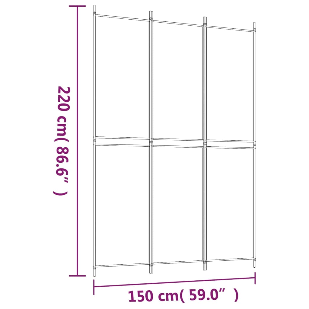 vidaXL Biombo/divisória com 3 painéis 150x220 cm tecido castanho