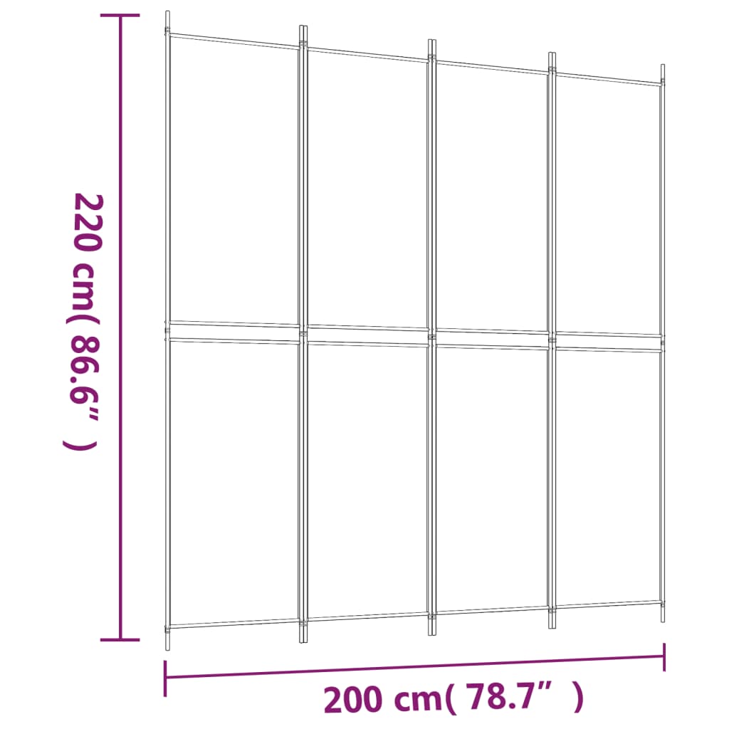 vidaXL Biombo/divisória com 4 painéis 200x220 cm tecido antracite