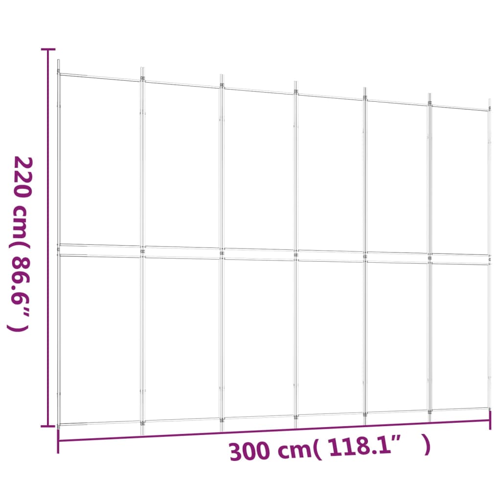 vidaXL Divisória de quarto com 6 painéis 300x220 cm tecido preto