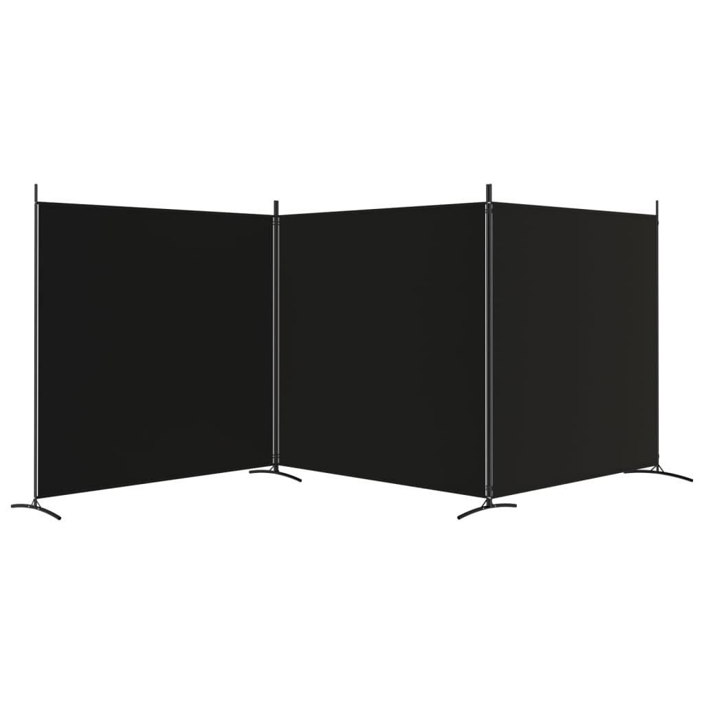 vidaXL Divisória de quarto com 3 painéis 525 x 180 cm tecido preto