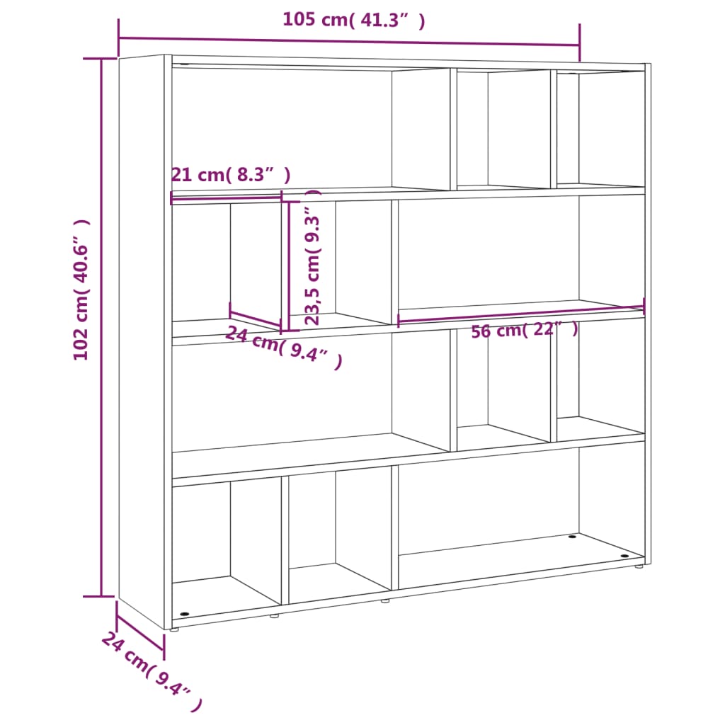 vidaXL Estante/divisória 105x24x102 cm branco