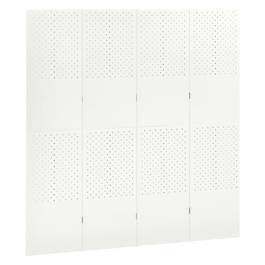 vidaXL Divisórias/biombos com 4 painéis 2 pcs aço 160x180 cm branco