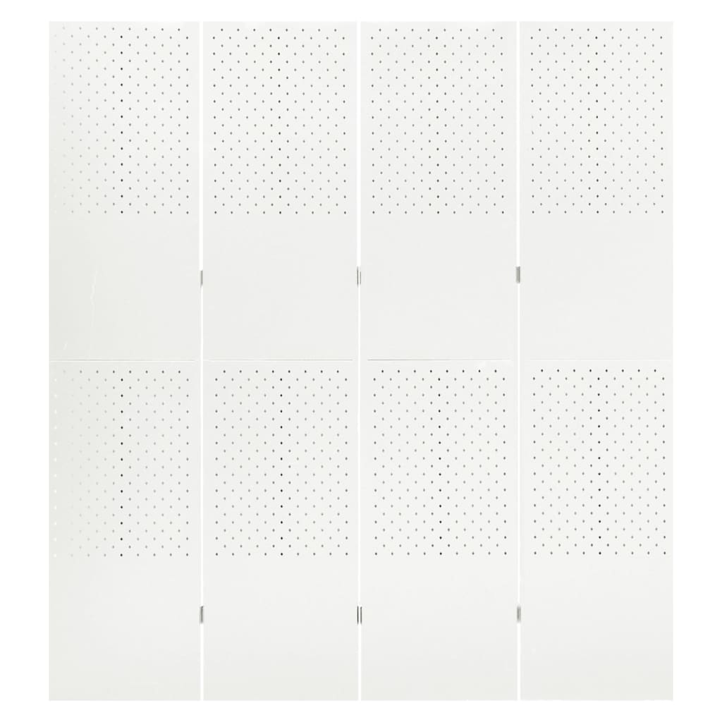 vidaXL Divisórias/biombos com 4 painéis 2 pcs aço 160x180 cm branco