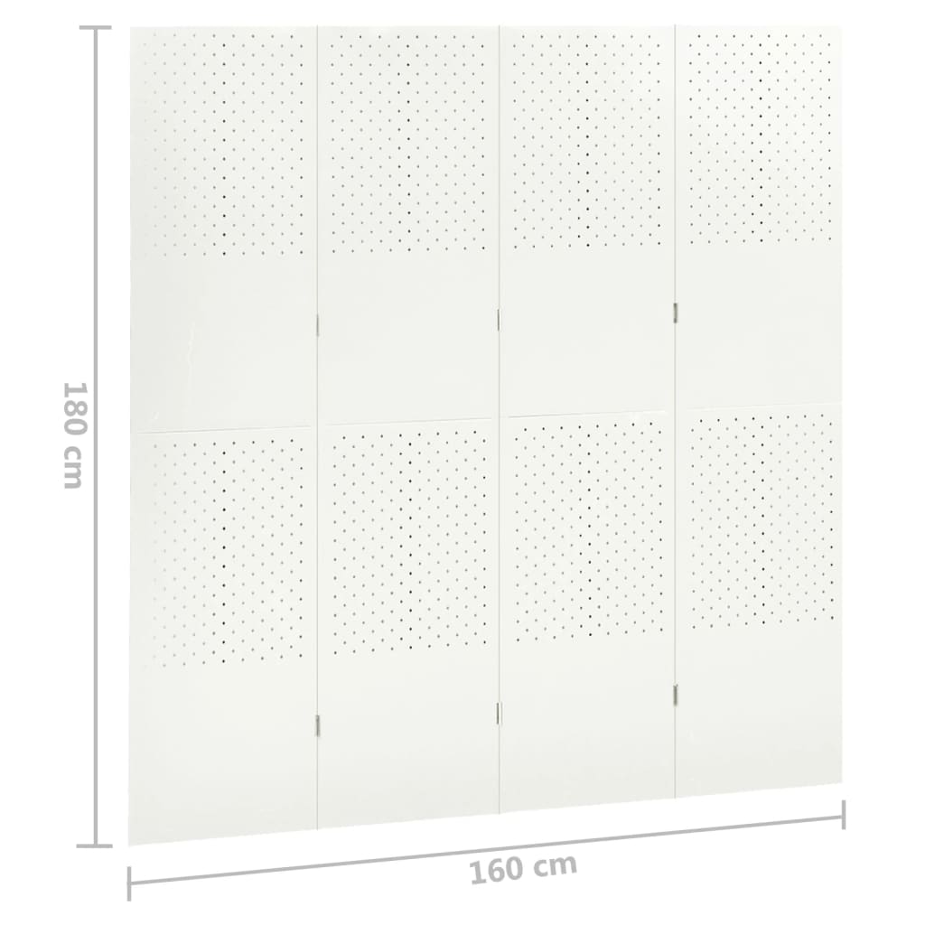 vidaXL Divisórias/biombos com 4 painéis 2 pcs aço 160x180 cm branco