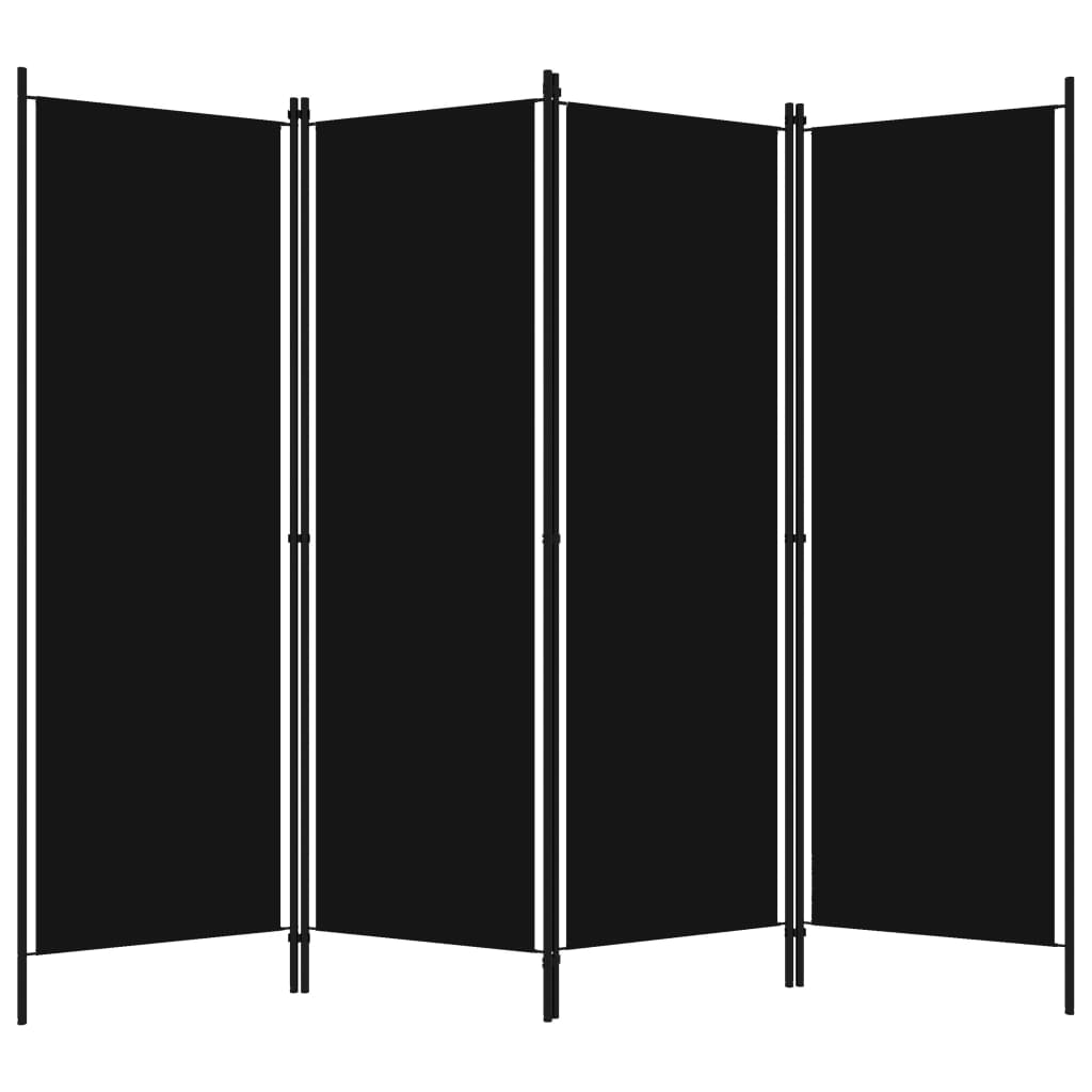 vidaXL Divisória de quarto com 4 painéis 200x180 cm preto