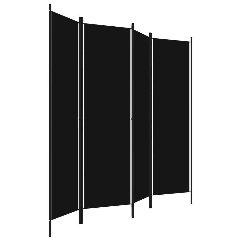 vidaXL Divisória de quarto com 4 painéis 200x180 cm preto