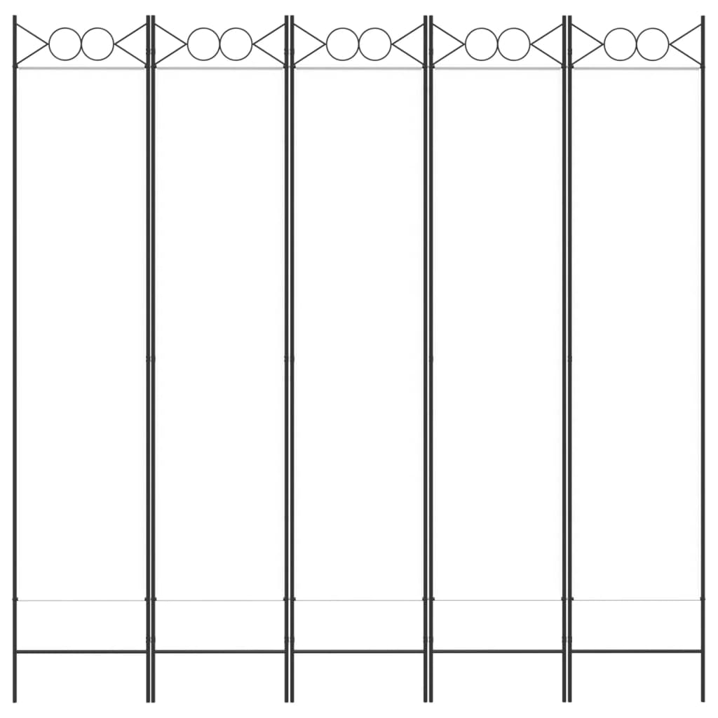 vidaXL Divisória/biombo com 5 painéis 200x200 cm tecido branco