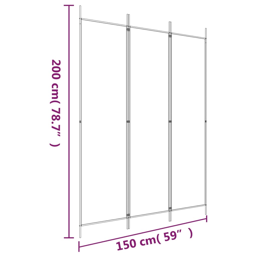 vidaXL Biombo/divisória com 3 painéis 150x200 cm tecido antracite