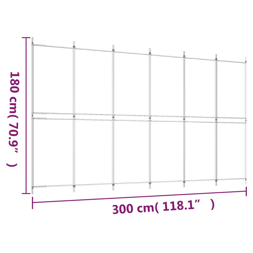 vidaXL Divisória/biombo com 6 painéis 300x180 cm tecido preto