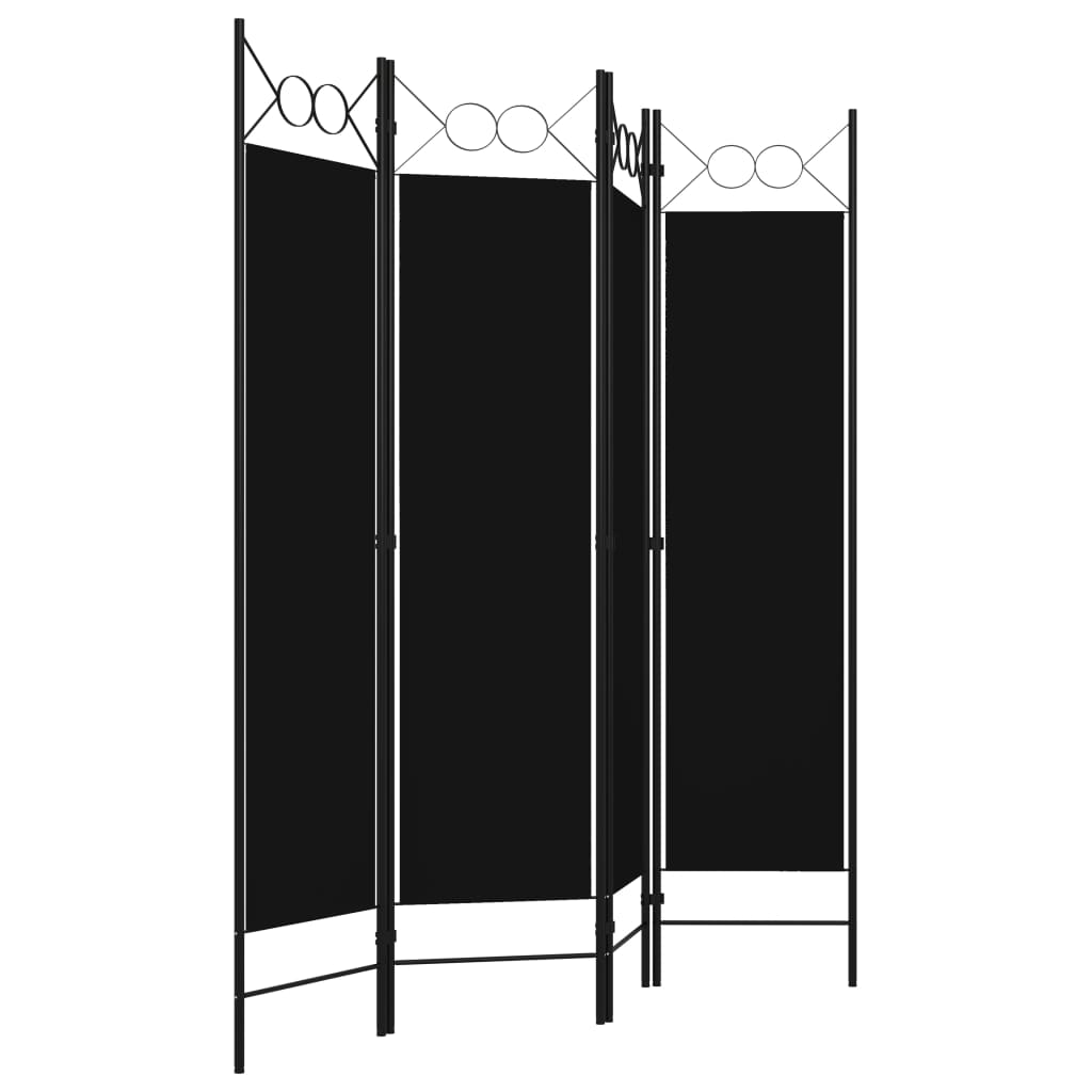 vidaXL Divisória de quarto com 4 painéis 160x180 cm preto