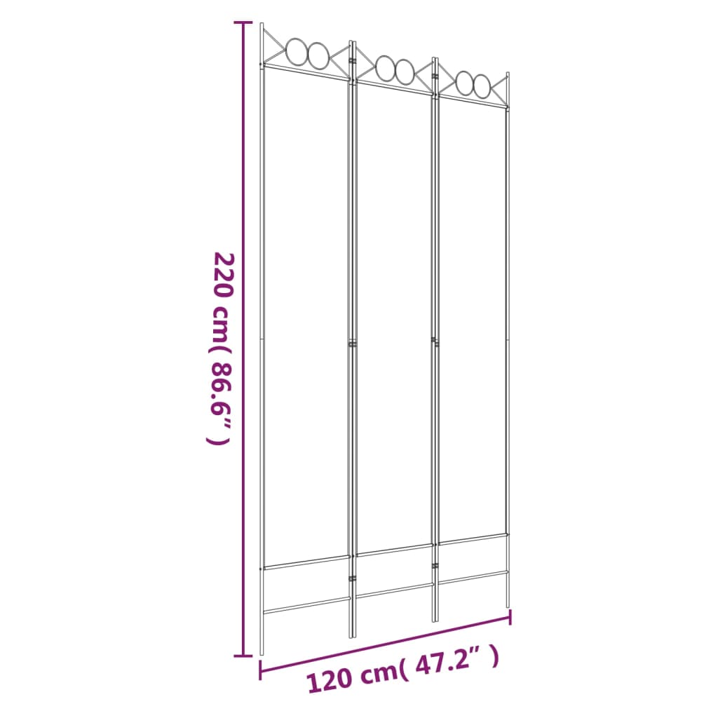 vidaXL Divisória de quarto com 3 painéis 120x220 cm tecido preto