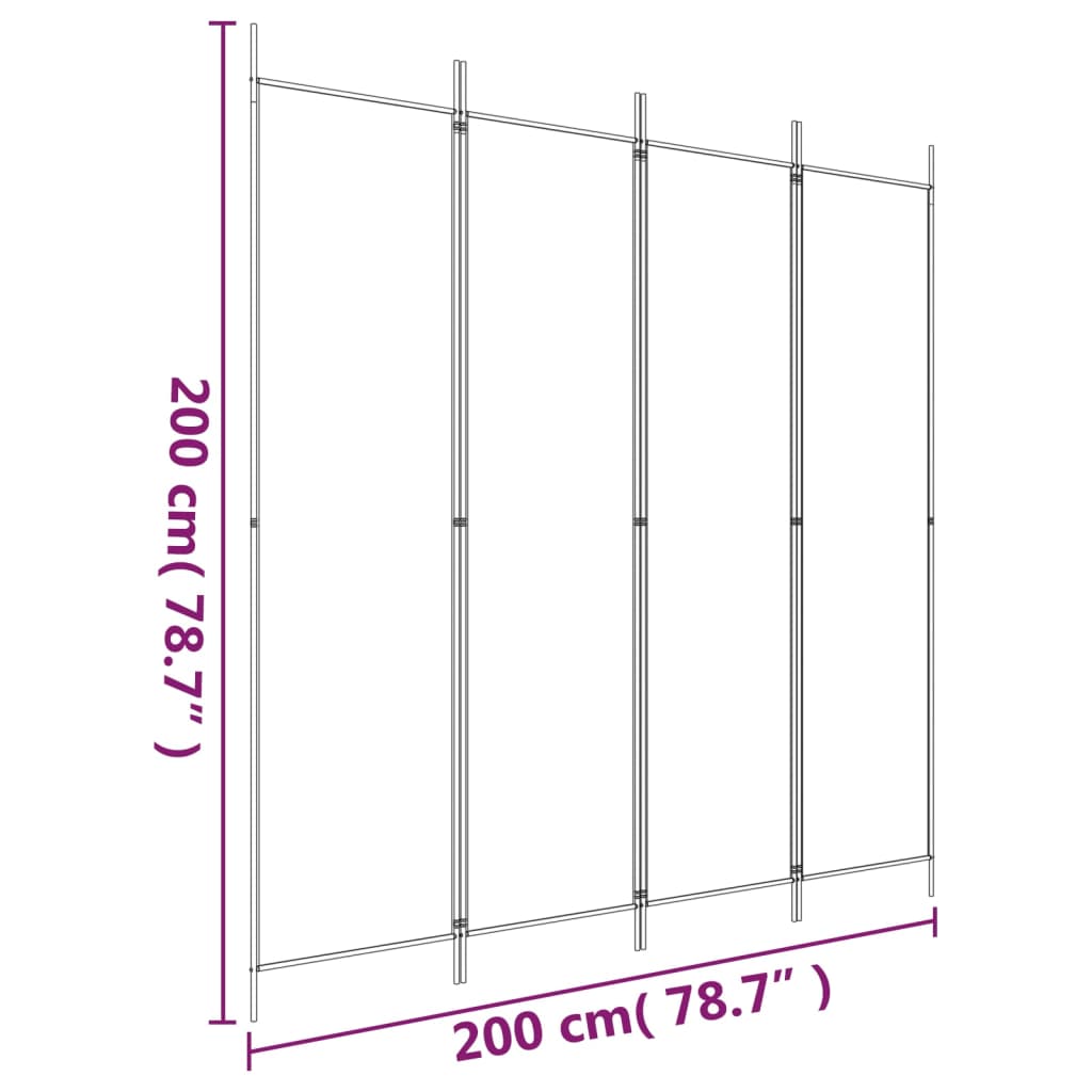 vidaXL Biombo/divisória com 4 painéis 200x200 cm tecido antracite