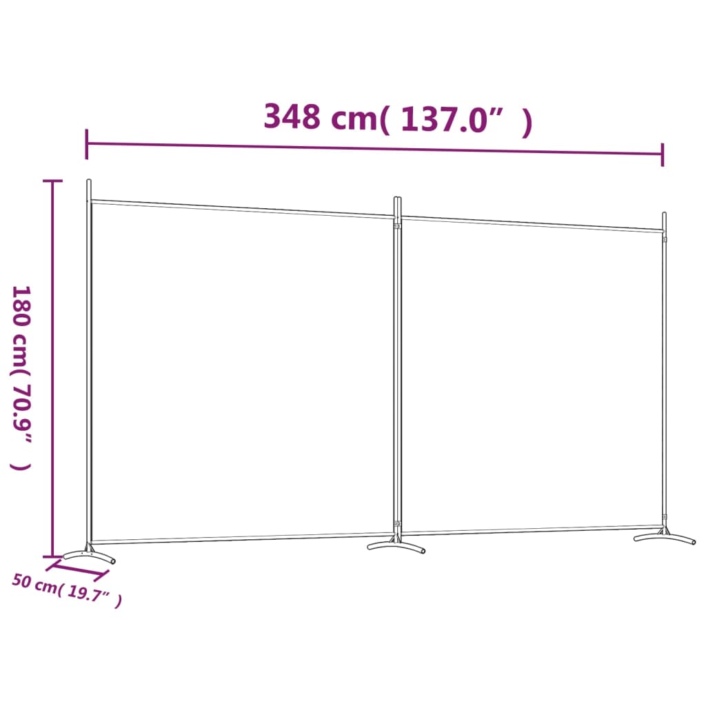 vidaXL Divisória/biombo com 2 painéis 348x180 cm tecido preto