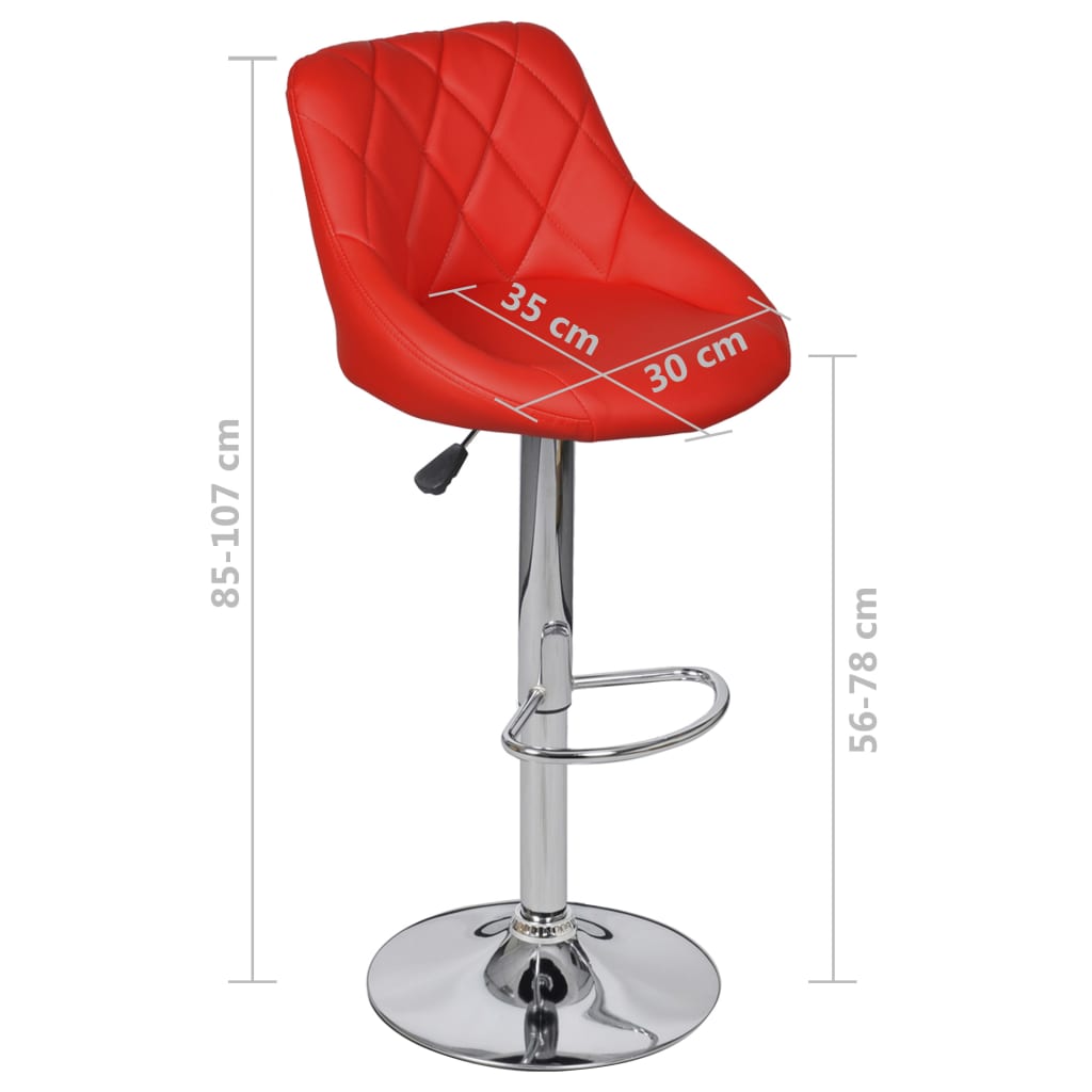 vidaXL Bancos de bar 2 pcs couro artificial vermelho