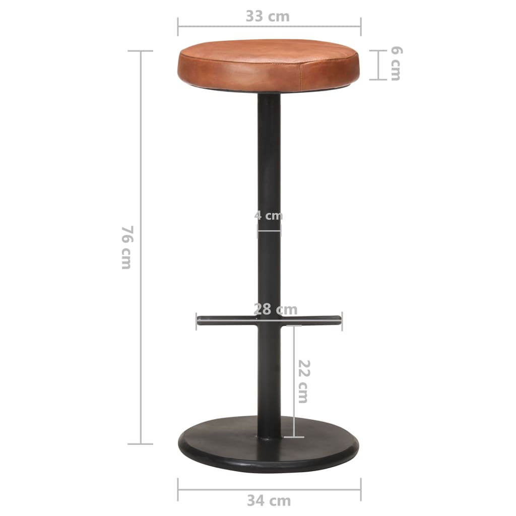 vidaXL Bancos de bar 2 pcs couro genuíno castanho