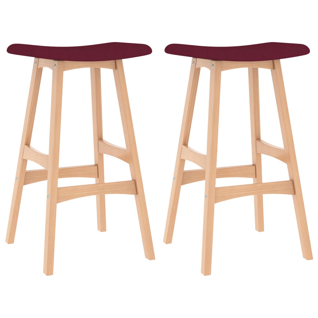 vidaXL Bancos de bar 2 pcs tecido vermelho tinto