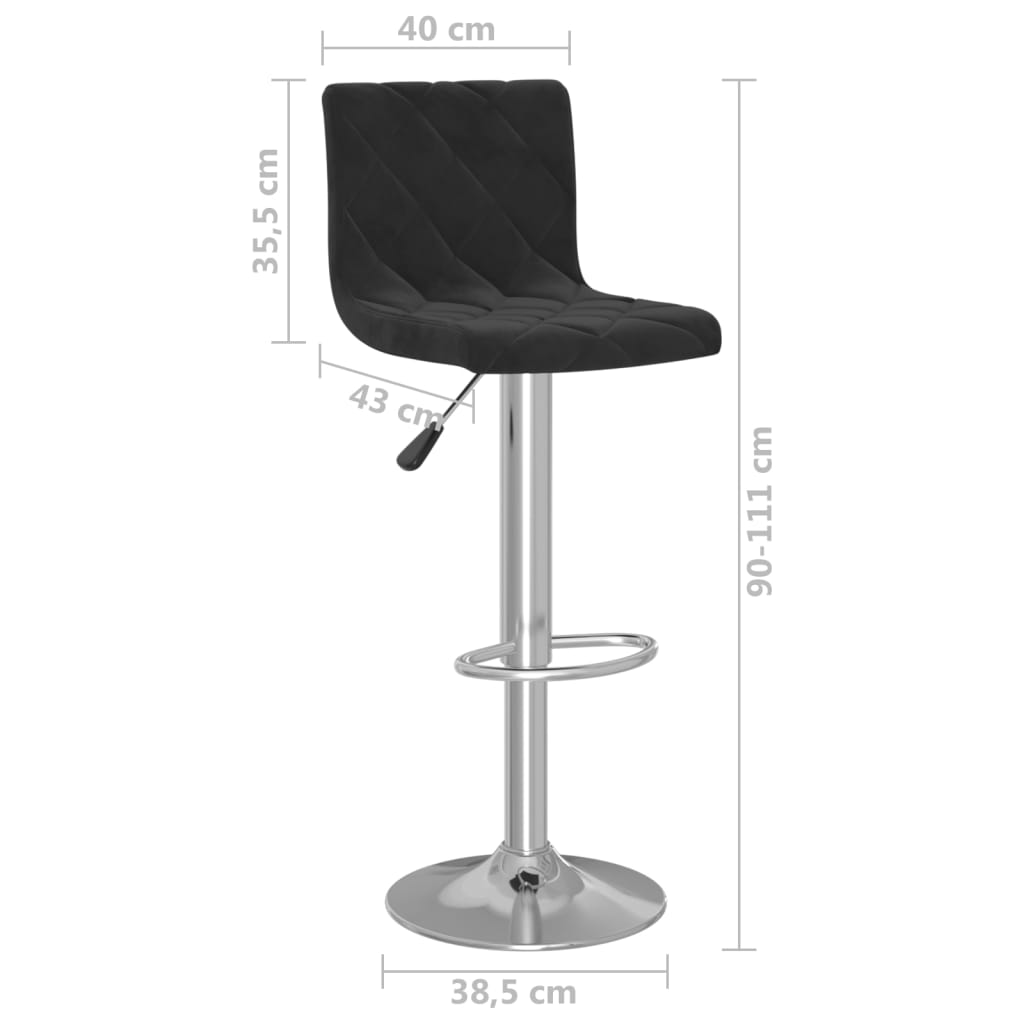 vidaXL Bancos de bar 2 pcs veludo preto