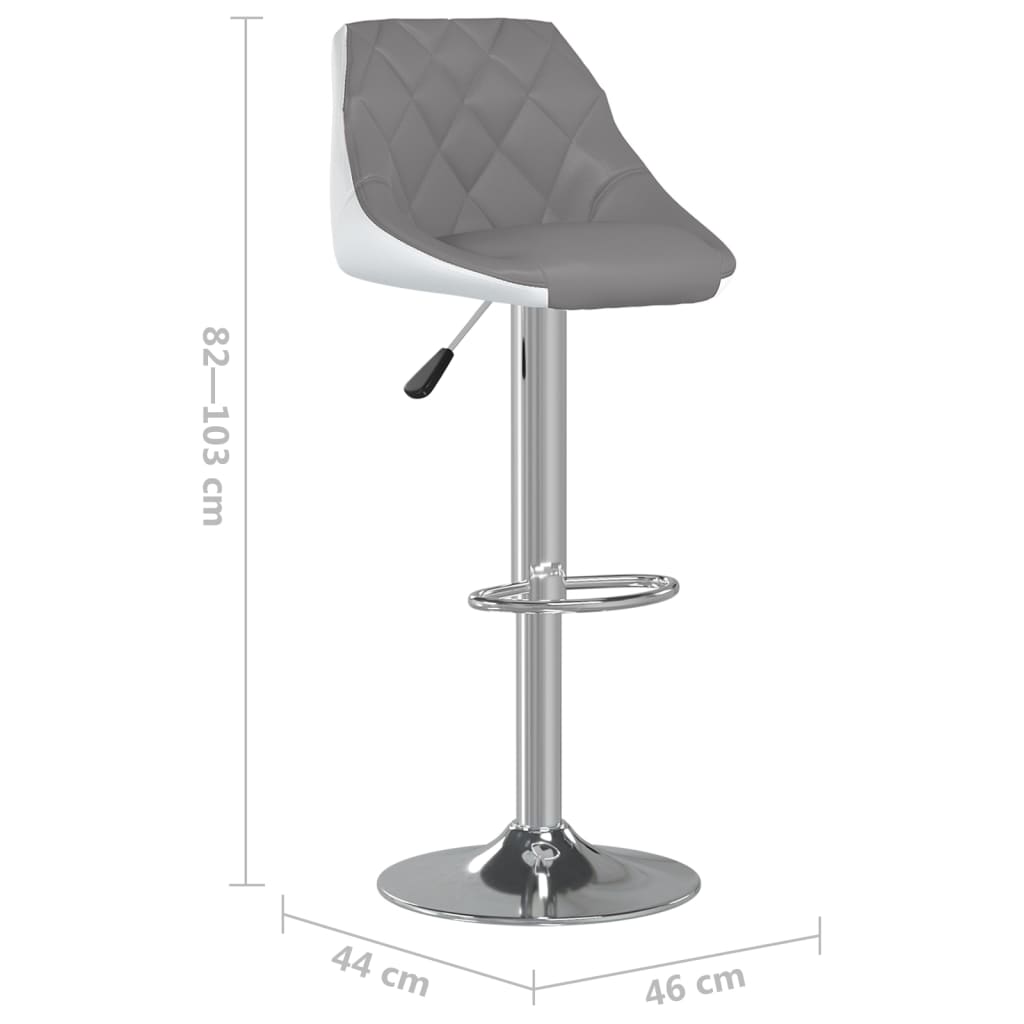 vidaXL Bancos de bar 2 pcs couro artificial cinzento e branco