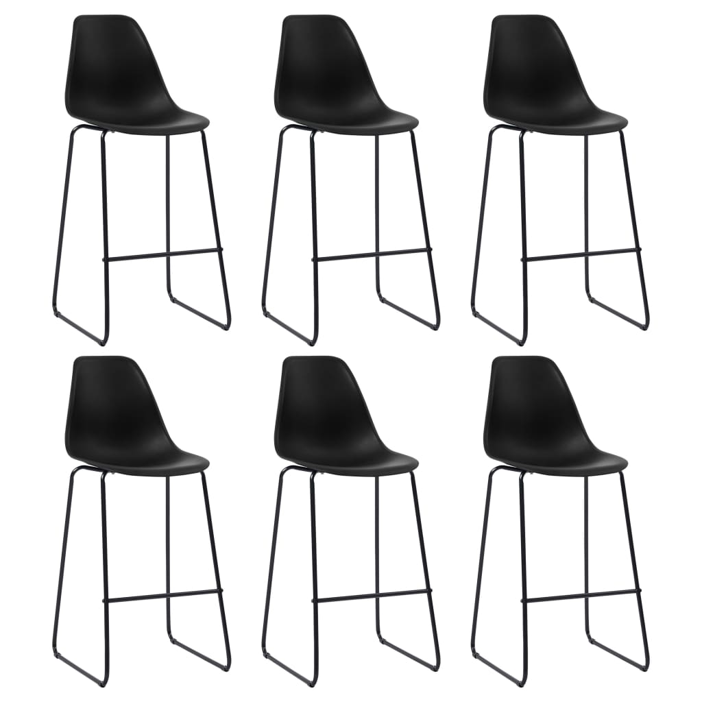 vidaXL Cadeiras de bar 6 pcs plástico preto