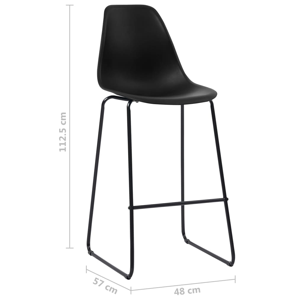 vidaXL Cadeiras de bar 6 pcs plástico preto