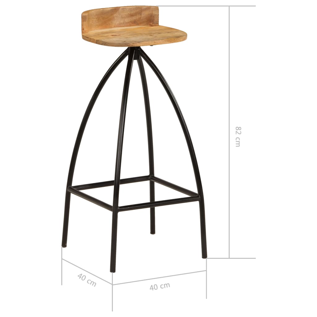 vidaXL Cadeiras de bar 2 pcs madeira de mangueira maciça