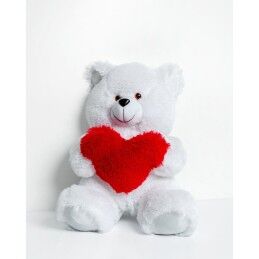 GO GIFT|Urso de Peluche GO GIFT FRANK 50 WH Branco Felpa Coração 50 cm