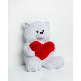 GO GIFT|Urso de Peluche GO GIFT FRANK 50 WH Branco Felpa Coração 50 cm