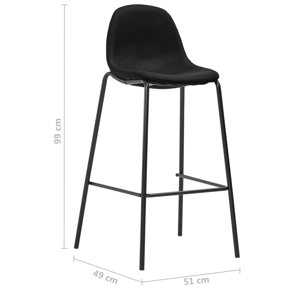 vidaXL Cadeiras de bar 4 pcs tecido preto