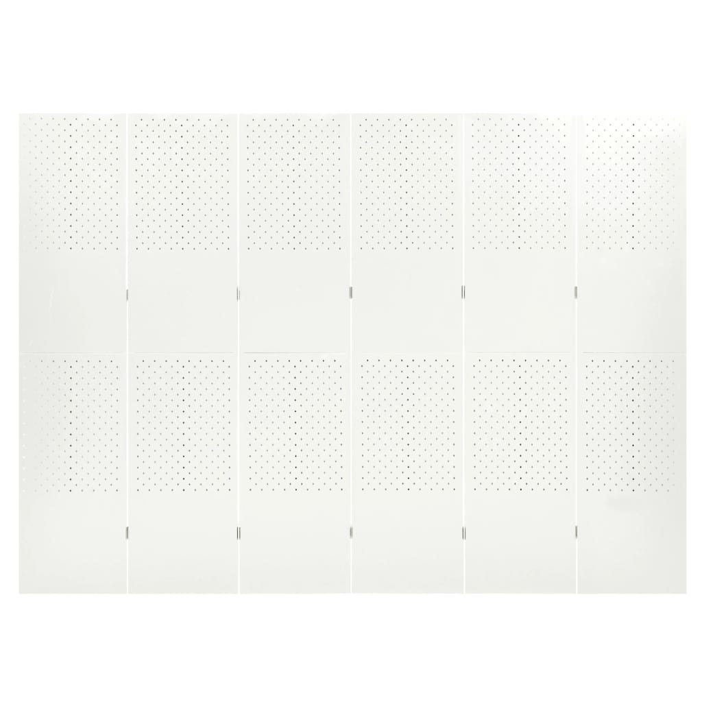 vidaXL Divisória/biombo com 6 painéis aço 240x180 cm branco