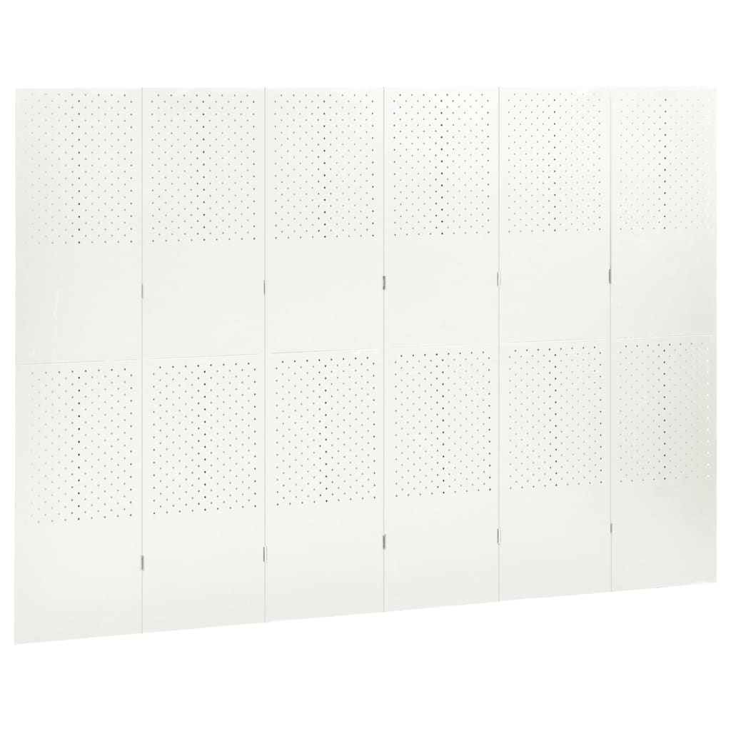 vidaXL Divisória/biombo com 6 painéis aço 240x180 cm branco