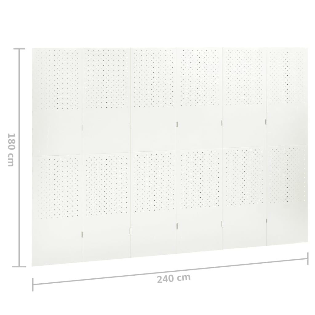 vidaXL Divisória/biombo com 6 painéis aço 240x180 cm branco