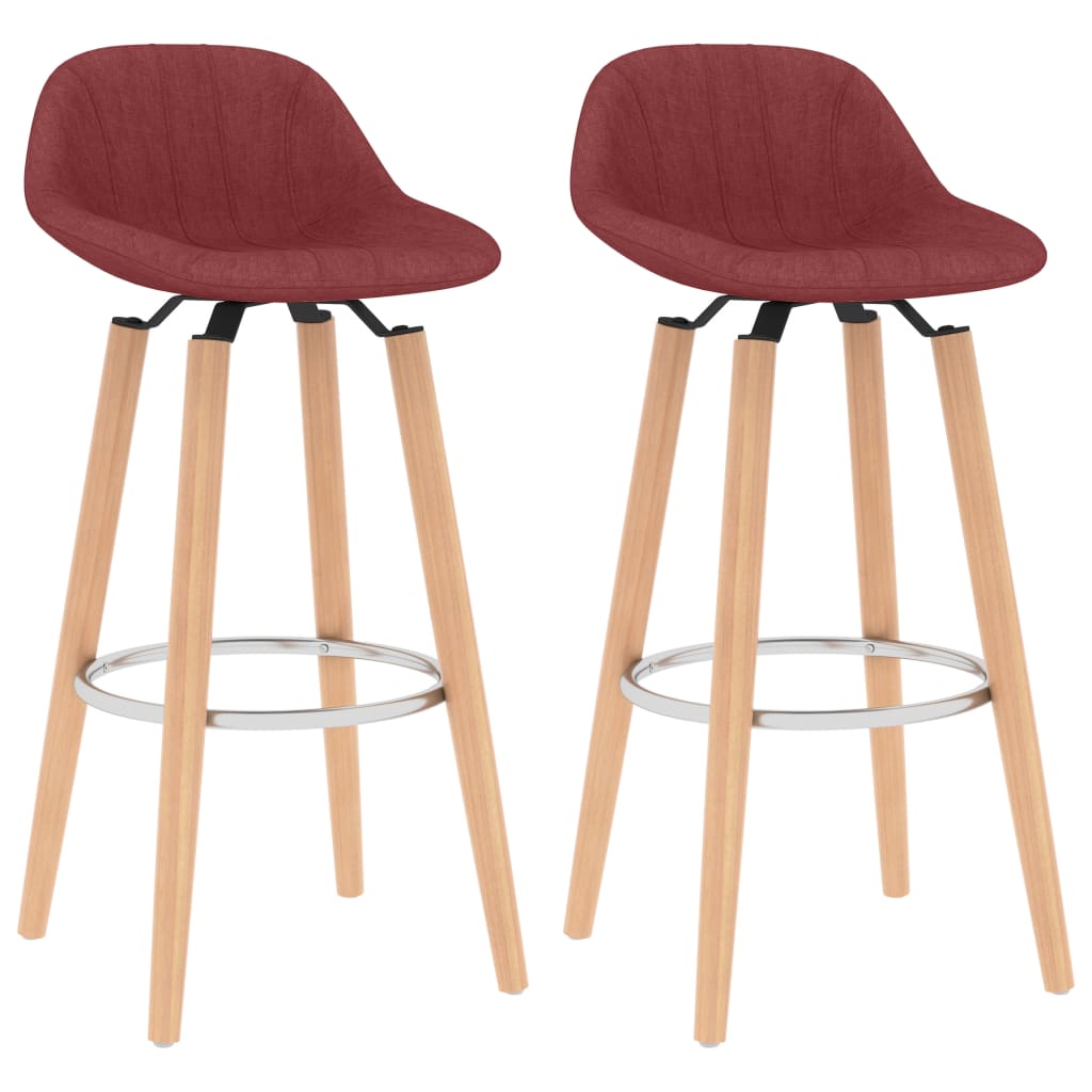 vidaXL Bancos de bar 2 pcs tecido vermelho tinto