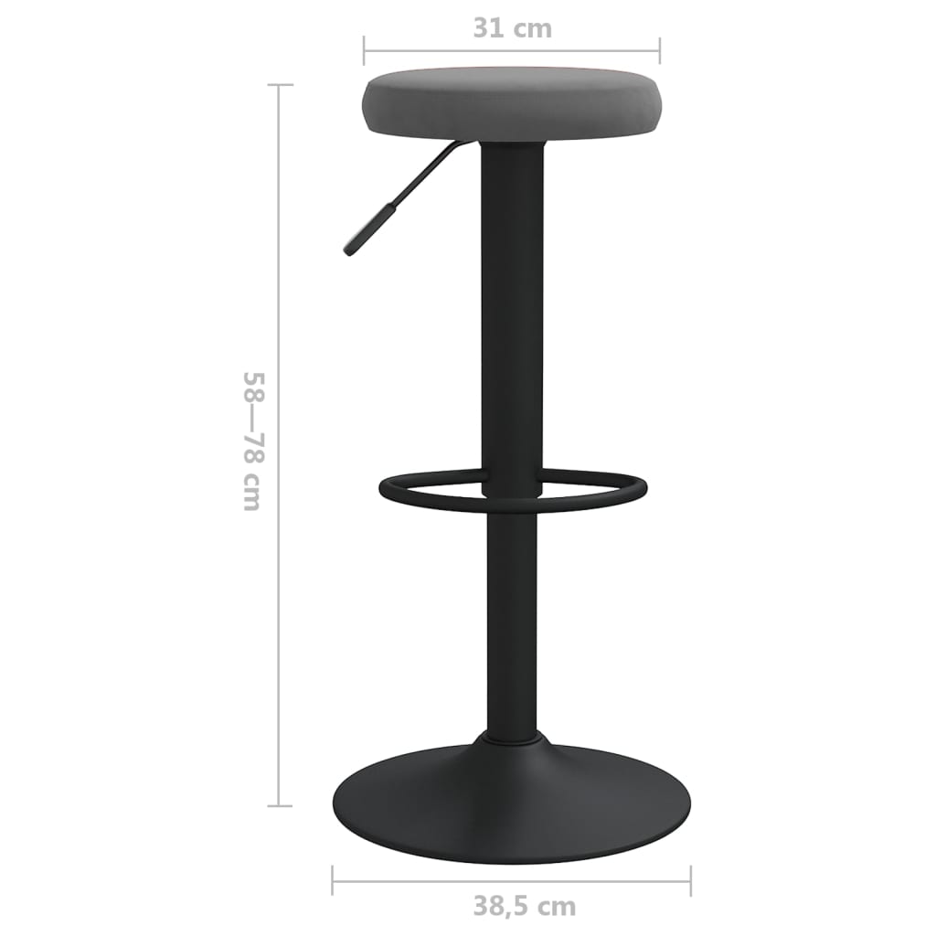 vidaXL Bancos de bar 2 pcs veludo cinzento-escuro