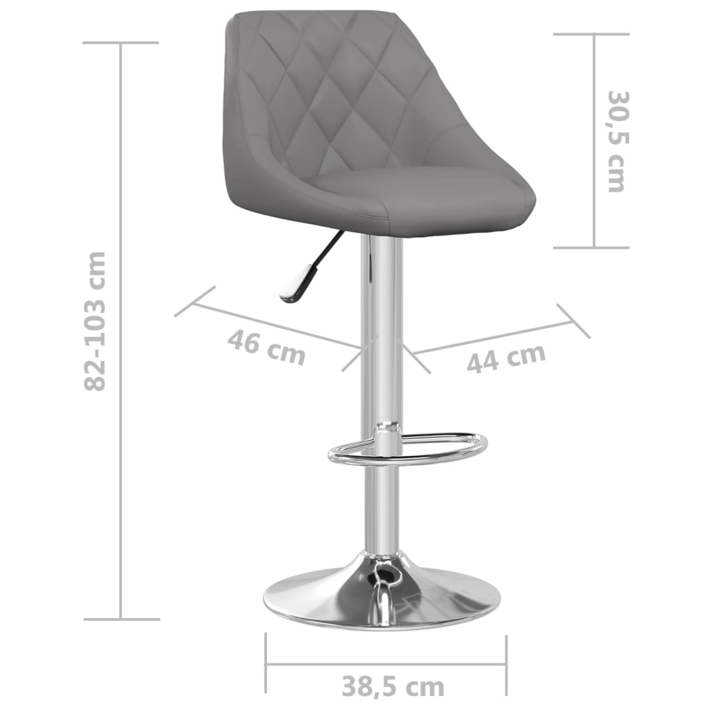 vidaXL Bancos de bar 2 pcs couro artificial cinzento