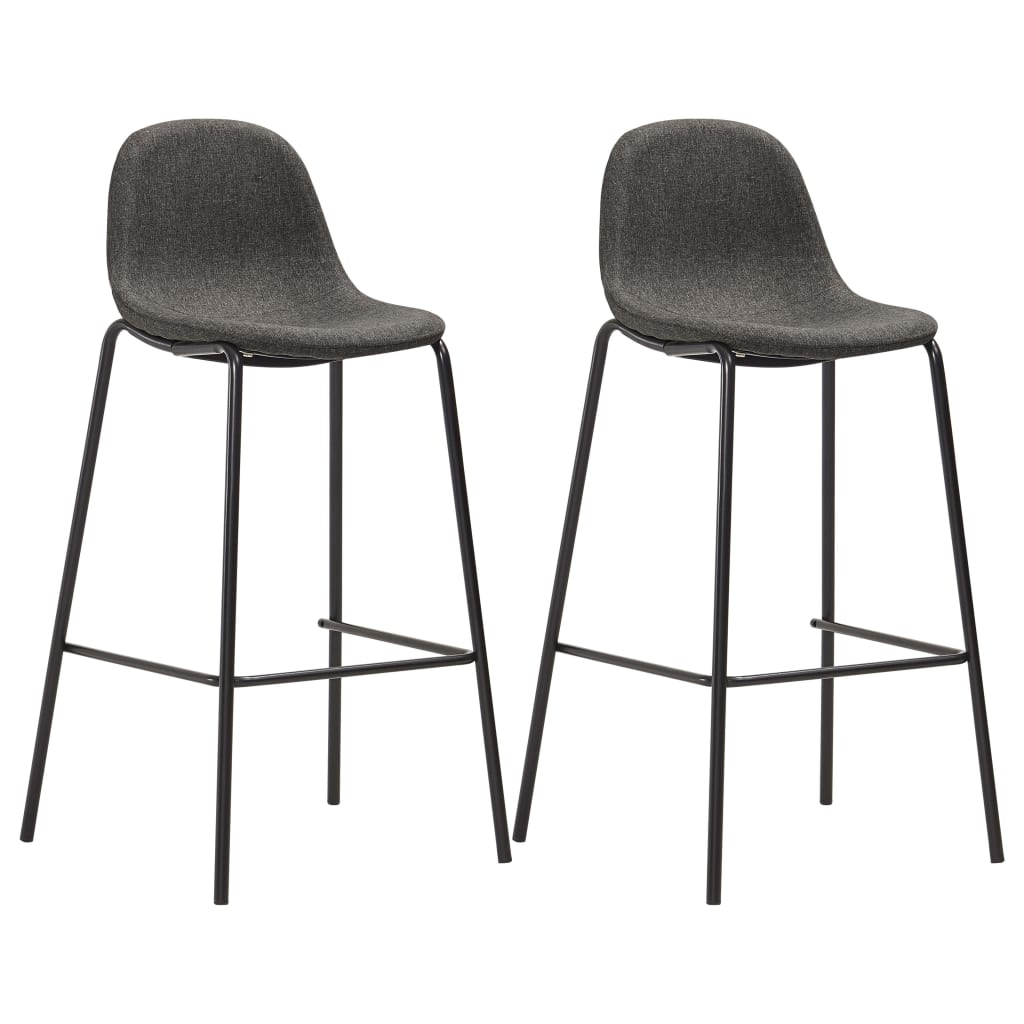 vidaXL Cadeiras de bar 2 pcs tecido cinzento-escuro