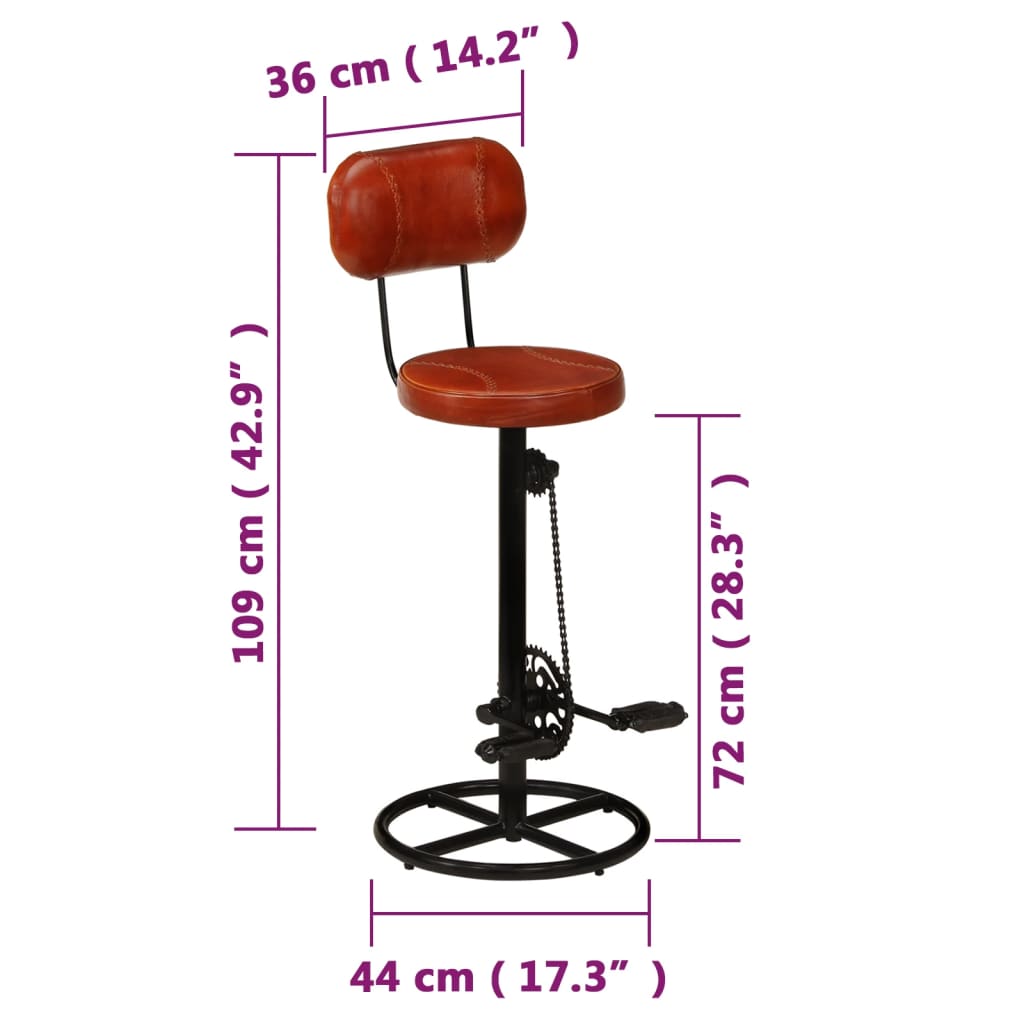 vidaXL Bancos de bar 2 pcs couro de cabra genuíno preto e castanho