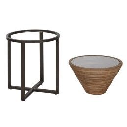 Home ESPRIT|Mesa de apoio Home ESPRIT Preto Natural Cristal Abeto 46 x 46 x 55,5 cm