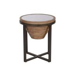 Home ESPRIT|Mesa de apoio Home ESPRIT Preto Natural Cristal Abeto 46 x 46 x 55,5 cm