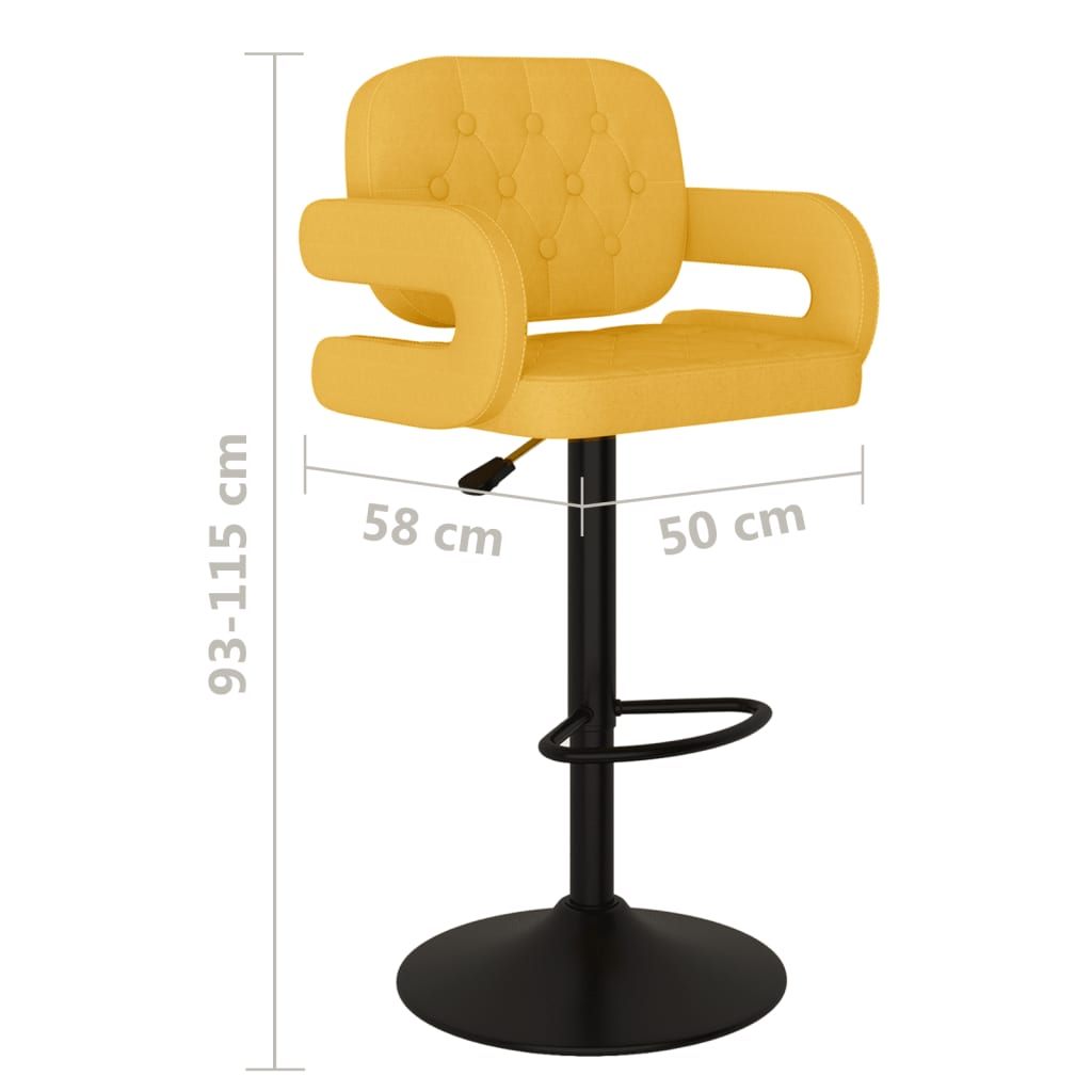 vidaXL Bancos de bar 2 pcs tecido amarelo mostarda