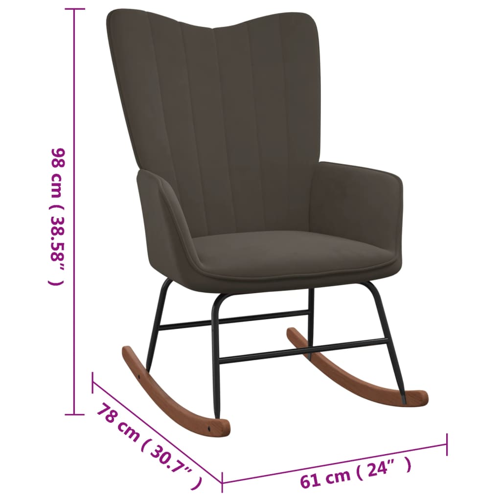 vidaXL Cadeira de baloiço veludo cinzento-escuro