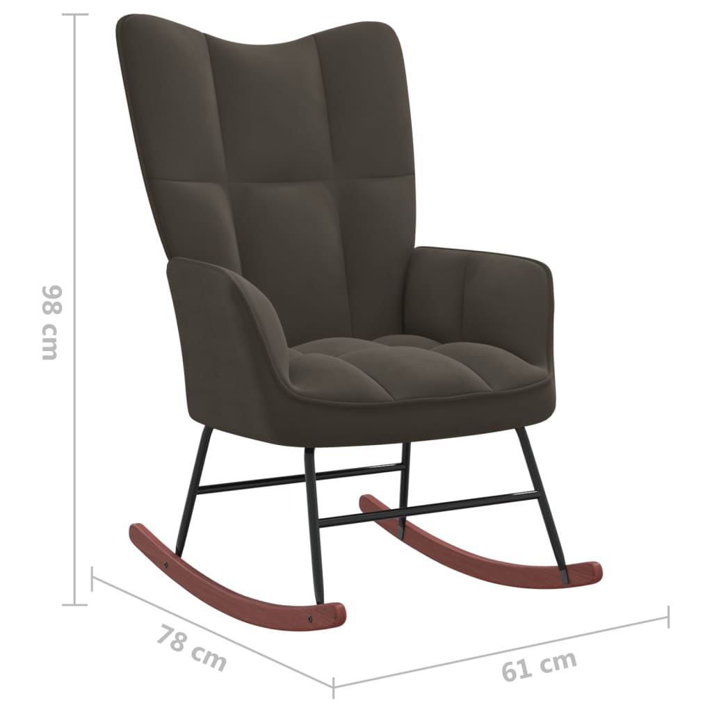 vidaXL Cadeira de baloiço veludo cinzento-escuro