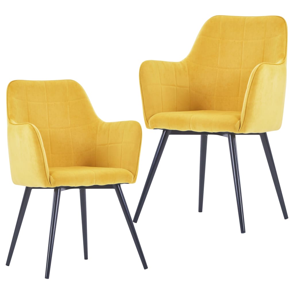 vidaXL Cadeiras de jantar 2 pcs veludo amarelo