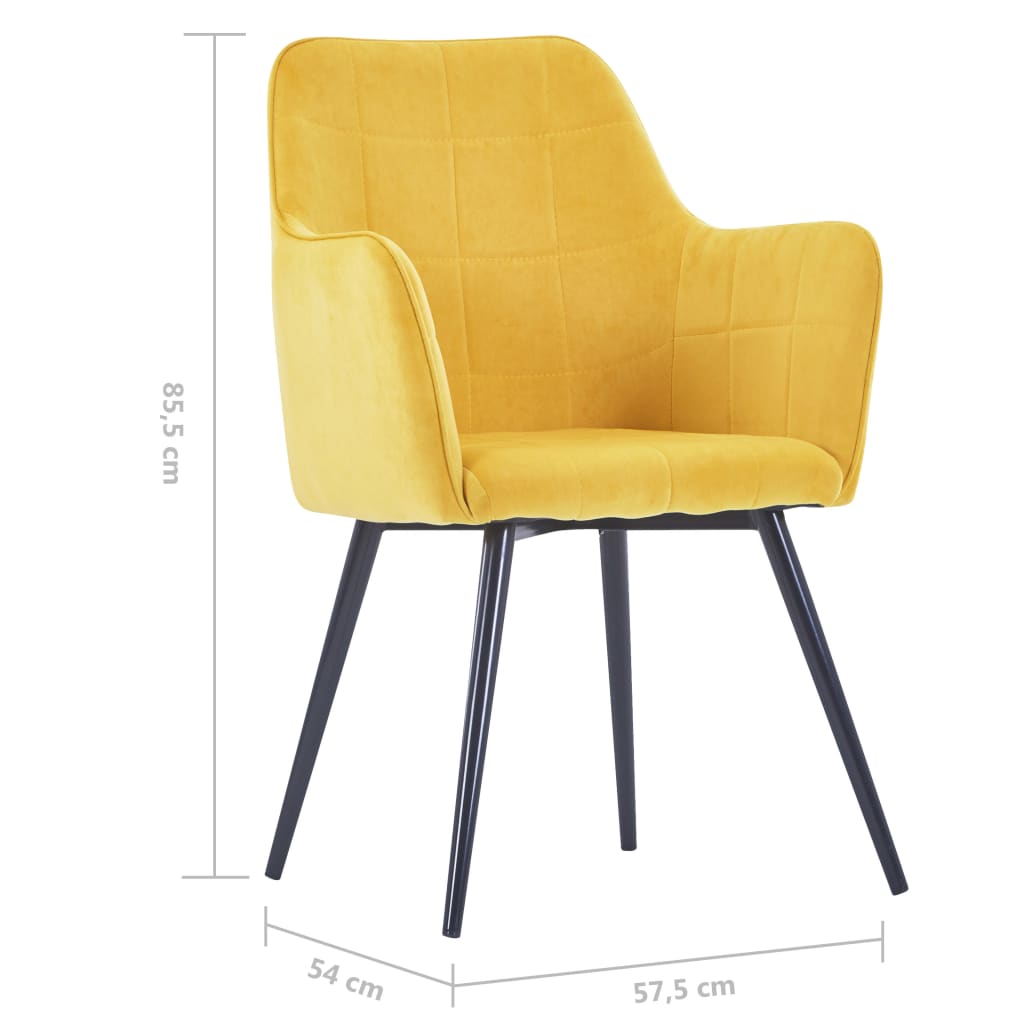 vidaXL Cadeiras de jantar 2 pcs veludo amarelo