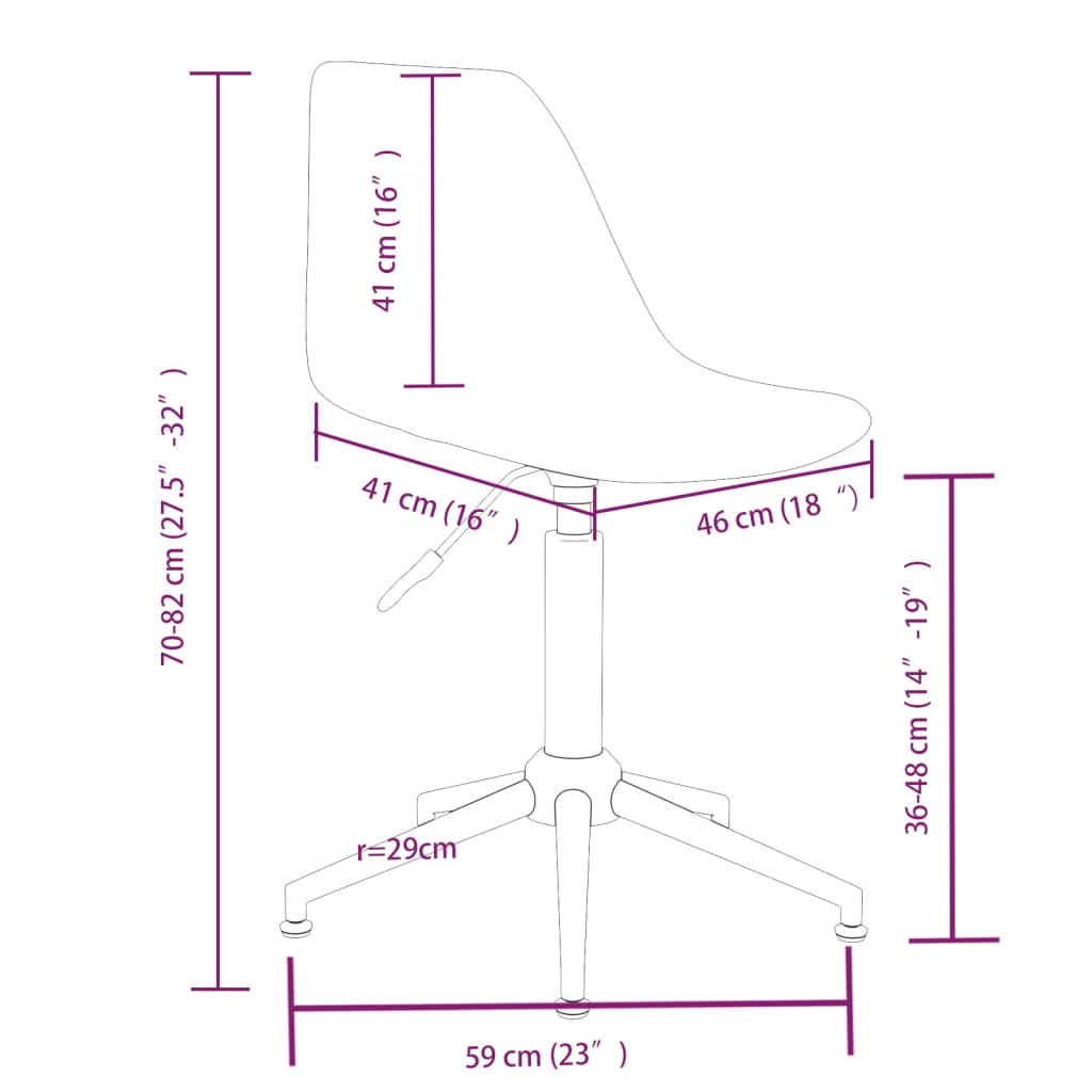 vidaXL Cadeiras de jantar giratórias 2 pcs PP preto