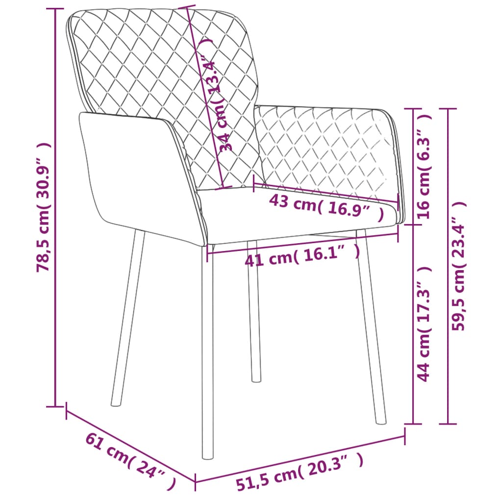 vidaXL Cadeiras de jantar 2 pcs veludo castanho