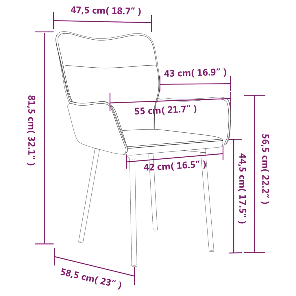 vidaXL Cadeiras de jantar 2 pcs veludo cor creme