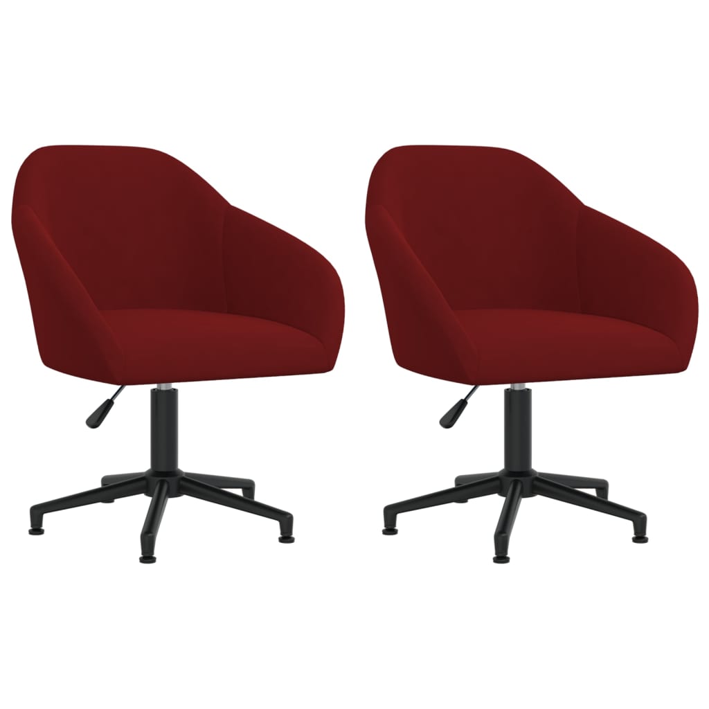 vidaXL Cadeiras de jantar giratórias 2 pcs veludo vermelho tinto