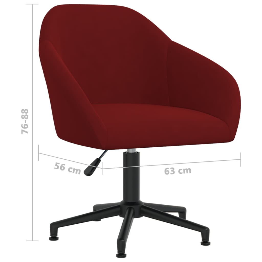 vidaXL Cadeiras de jantar giratórias 2 pcs veludo vermelho tinto