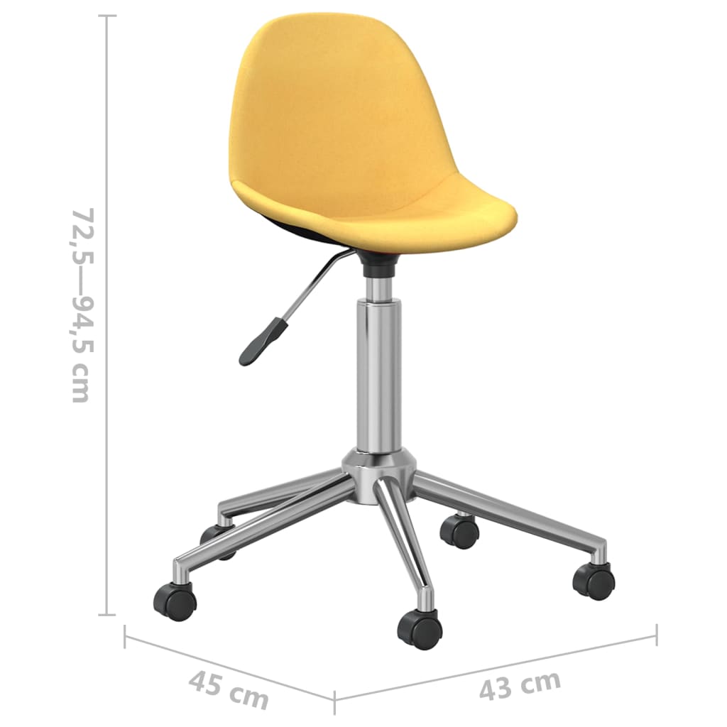 vidaXL Cadeiras de jantar giratórias 2 pcs tecido amarelo mostarda