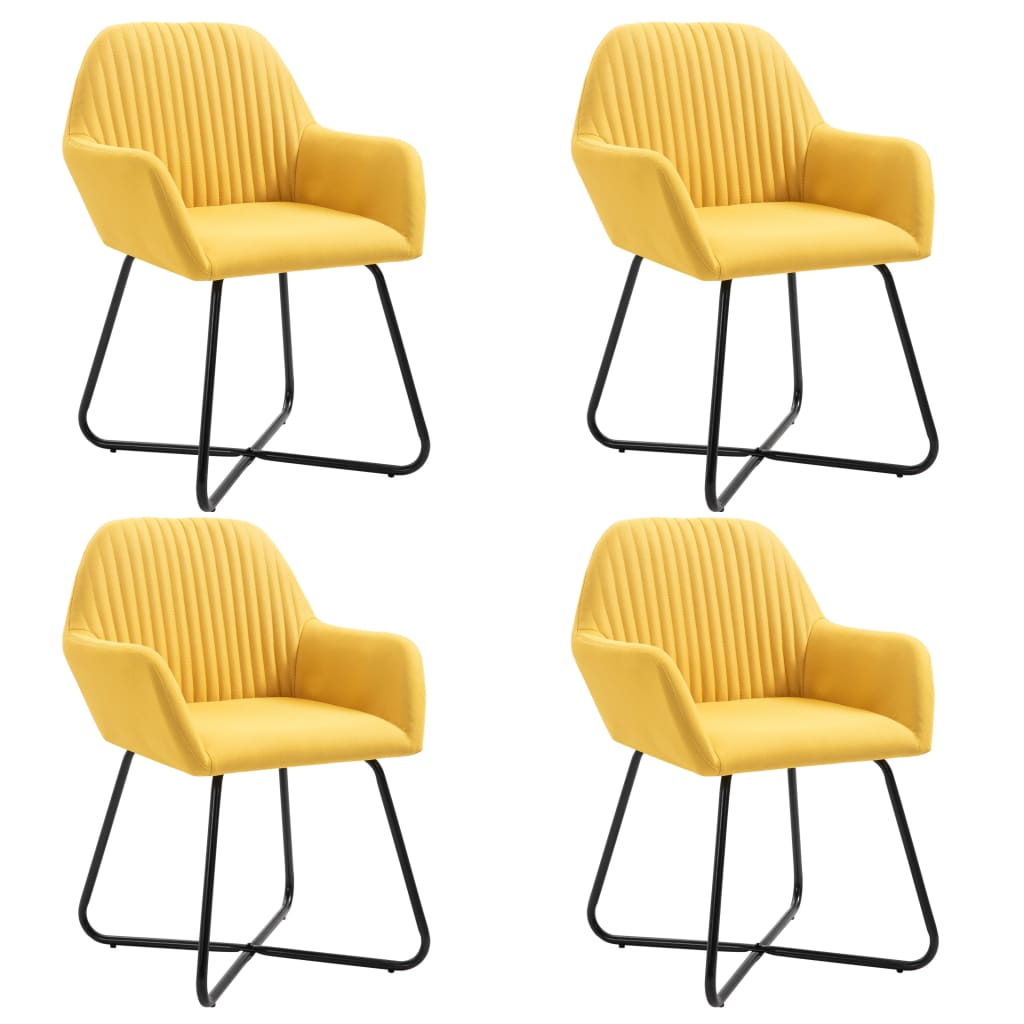 vidaXL Cadeiras de jantar 4 pcs tecido amarelo